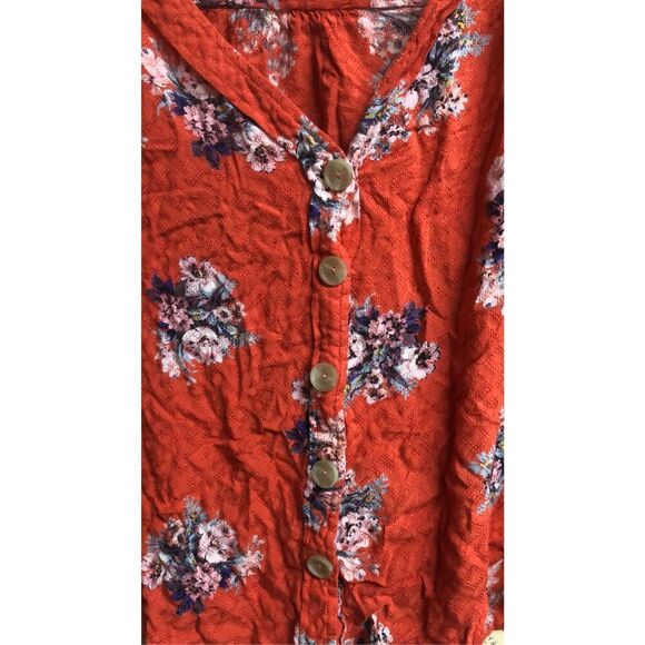 254. Mauve Anthropologie flowy floral blouse size 4 - Picture 9 of 9